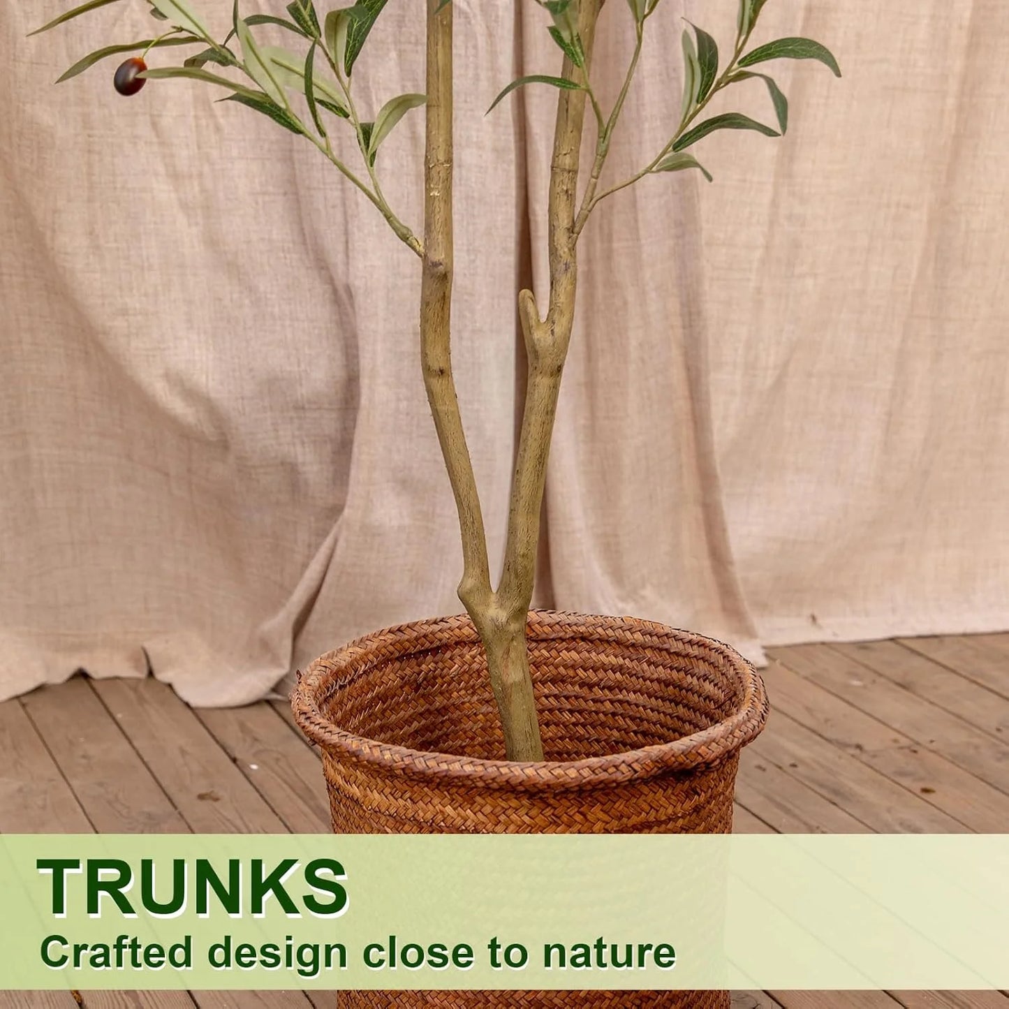 7FT Artificial Olive Tree Tall Fake Potted Olive Tree with Lifelike Fruits Faux Olive Tree for Home House Office Decor Indoor