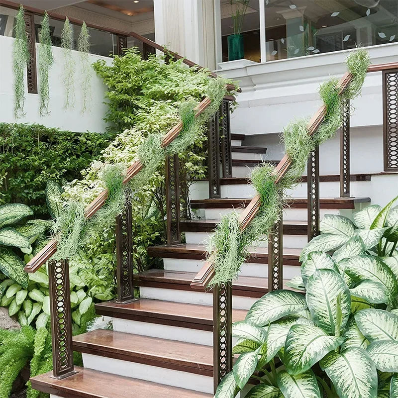 Artificial Vine Moss Green Hanging Plant Beauty Mustard Strips Wall Hanging Background Wall Living Room Decoration