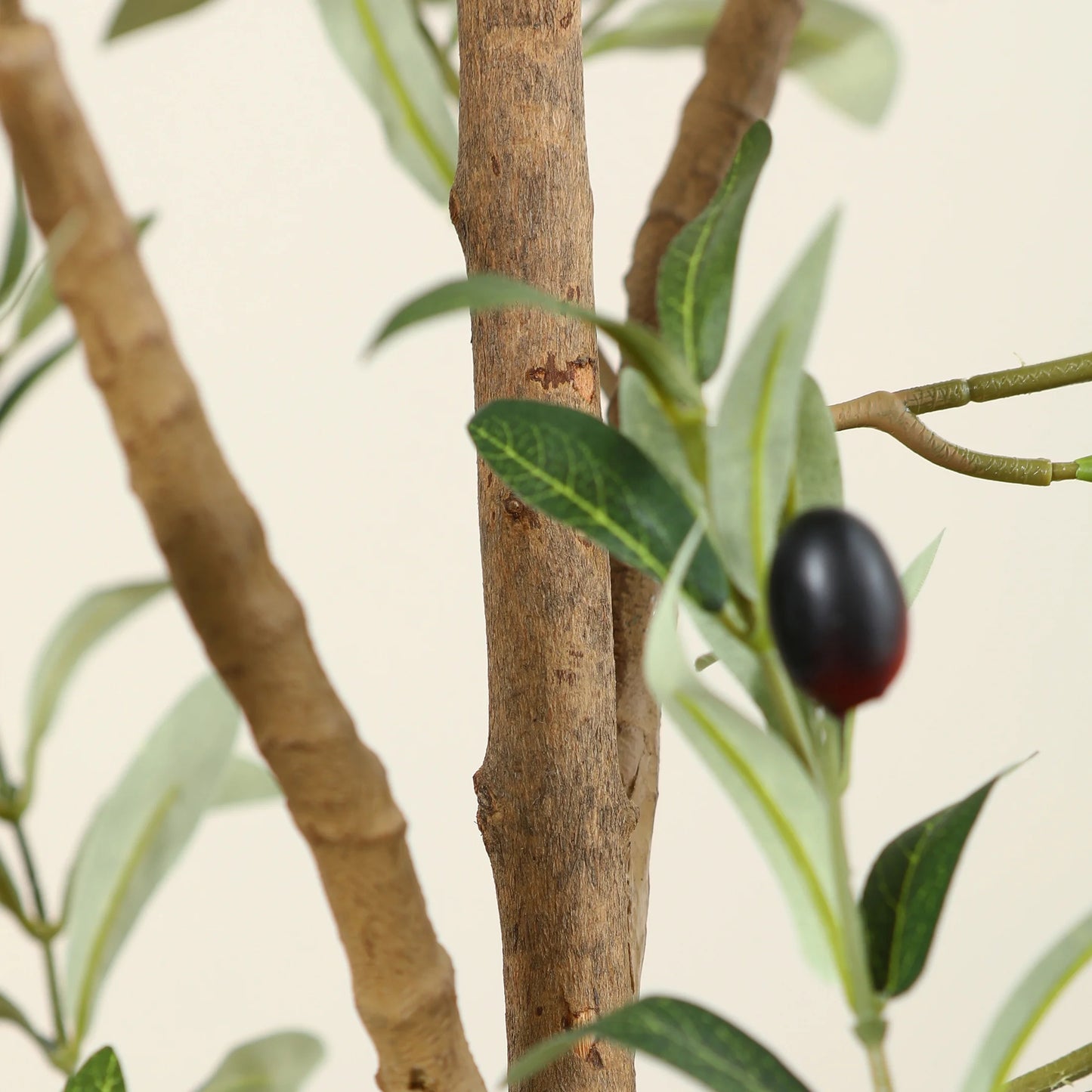 2 Pack 6 Ft Artificial Olive Plants with Realistic Leaves and Natural Trunk, Silk Fake Olive Tree in Black Plastic Pot, Faux Olive Tree for Office Home
