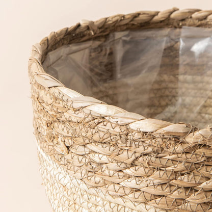 Seagrass Planter Basket Indoor Outdoor, Flower Pots Cover, Plant Containers, Beige, 10 Inch