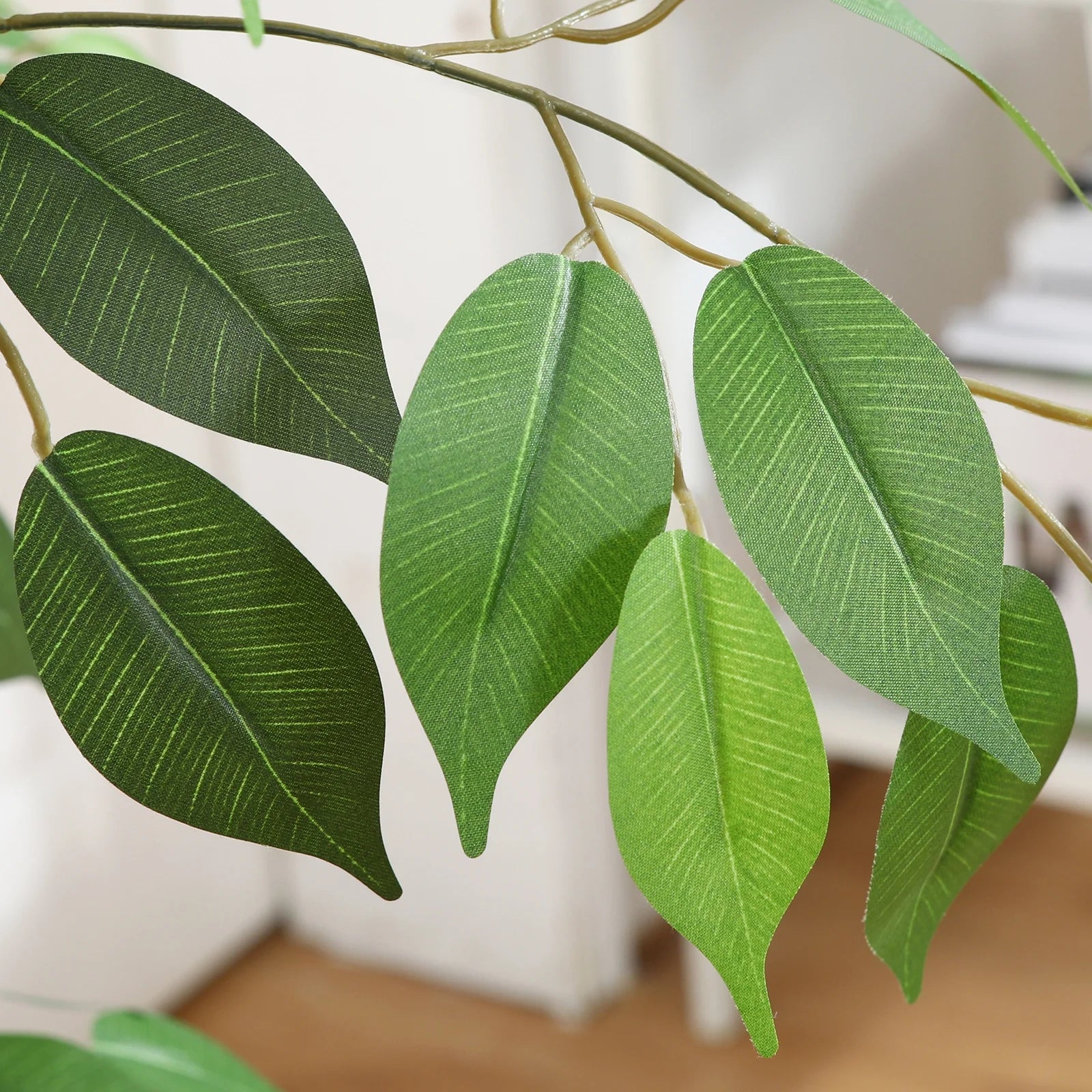 5FT Artificial Ficus Tree with Natural Wood Trunk and Lifelike Leaves, Silk Fake Potted Tree with Wood Branches, Faux Tree for Office Home Decor