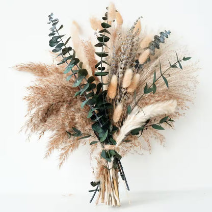 17 In. Green Pampas Grass Bouquet-Indoor Artificial Lavender and Dried Eucalyptus