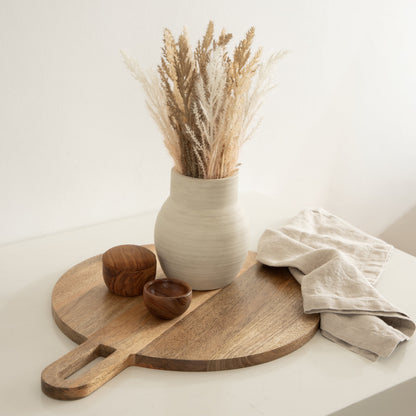 Mixed Artificial Pampas Grass in Cement Vase