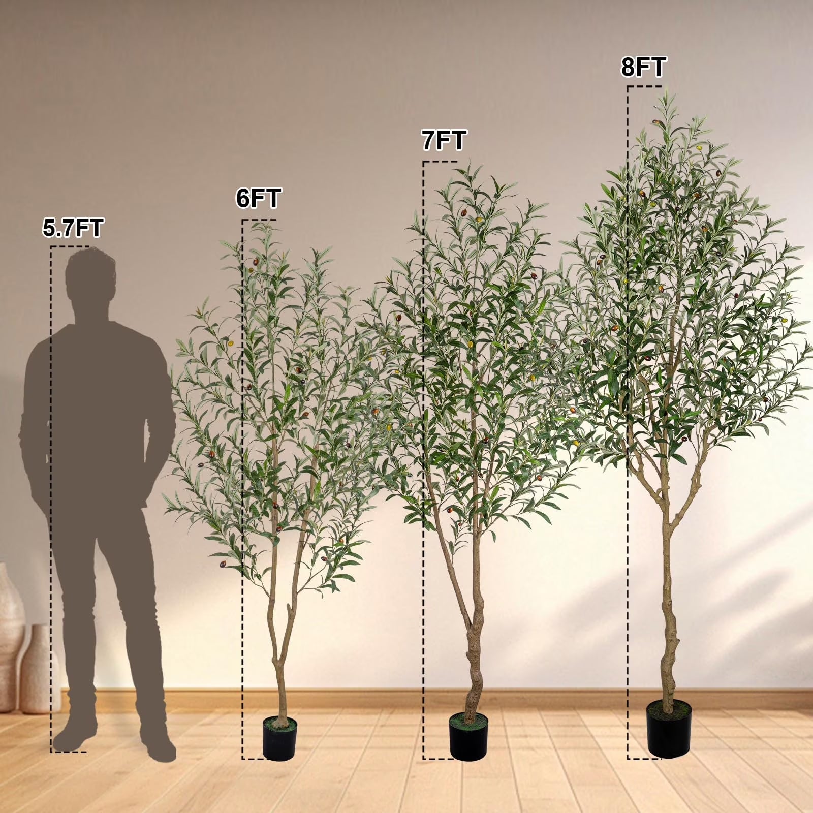 7FT Artificial Olive Tree Tall Fake Potted Olive Tree with Lifelike Fruits Faux Olive Tree for Home House Office Decor Indoor