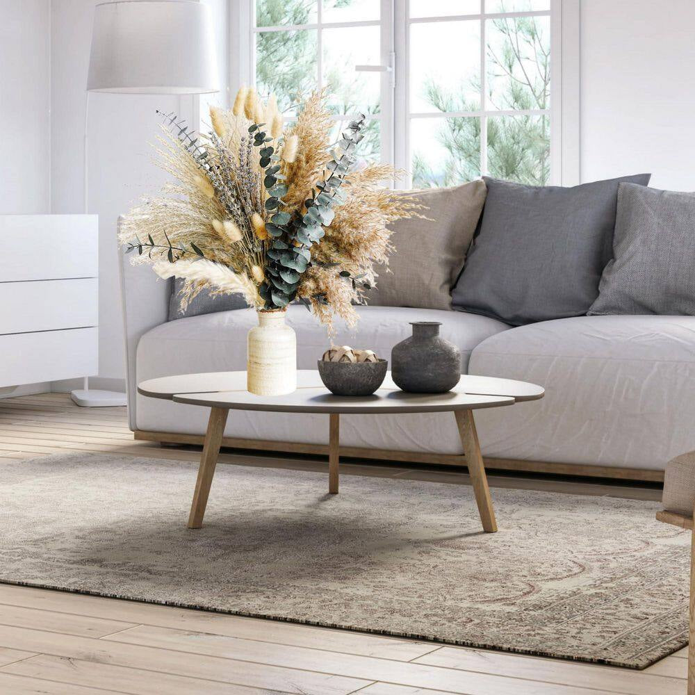 17 In. Green Pampas Grass Bouquet-Indoor Artificial Lavender and Dried Eucalyptus