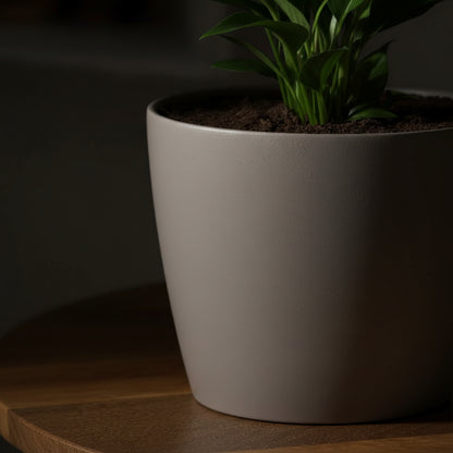 Cairo Small Taupe Terracotta Planter with Drainage Holes (6.75 In. L X 6.75 In. W X 5.5 In. H)