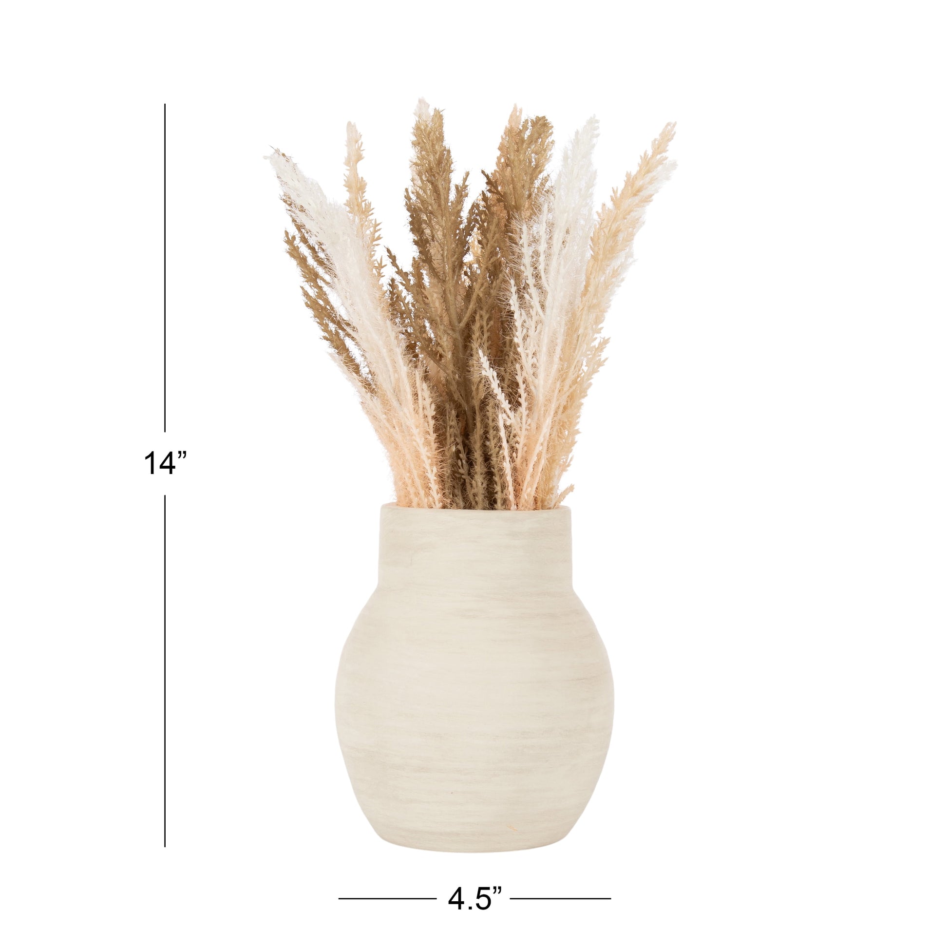 Mixed Artificial Pampas Grass in Cement Vase