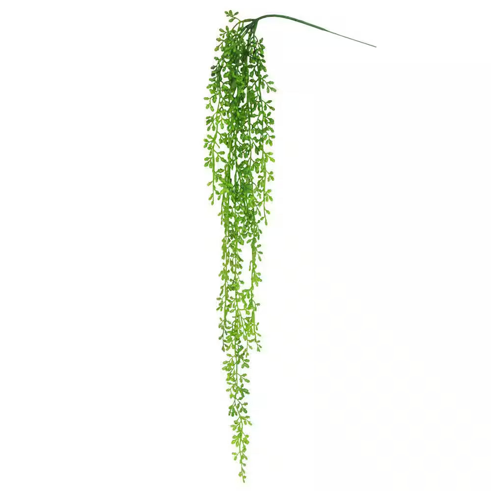 40 In. Donkey Tail String of Pearls Artificial Succulent Hanging Stem Plant Greenery Pick Spray Branch (Set of 2)