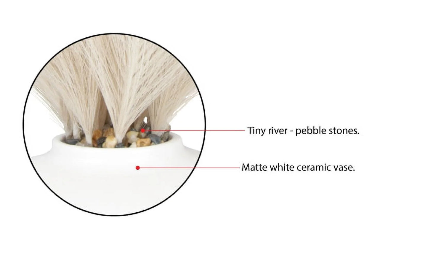 14" Artificial Pampas Grass in White Ceramic Vase