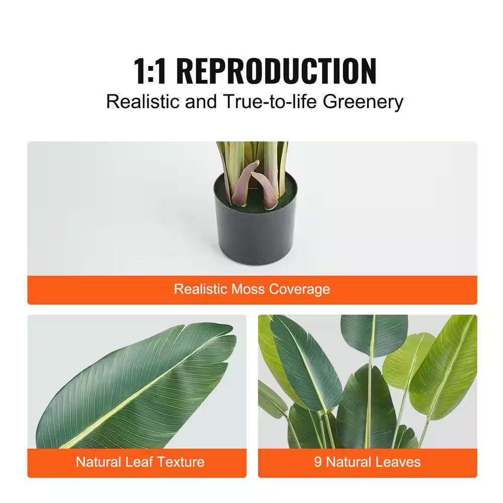 5 Ft. Artificial Birds of Paradise Tree Other Faux Plant Low-Maintenance Plant Lifelike Green Fake Tree