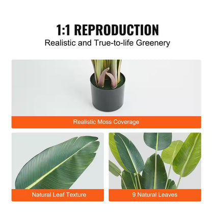 5 Ft. Artificial Birds of Paradise Tree Other Faux Plant Low-Maintenance Plant Lifelike Green Fake Tree