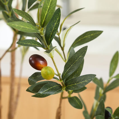 2 Pack 6 Ft Artificial Olive Plants with Realistic Leaves and Natural Trunk, Silk Fake Olive Tree in Black Plastic Pot, Faux Olive Tree for Office Home