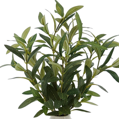 14" Indoor Artificial Olive Plant in Two-Tone Ceramic Vase