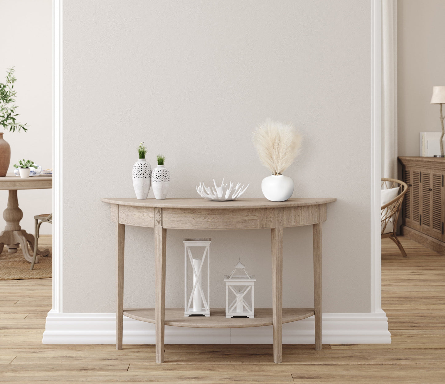 14" Artificial Pampas Grass in White Ceramic Vase