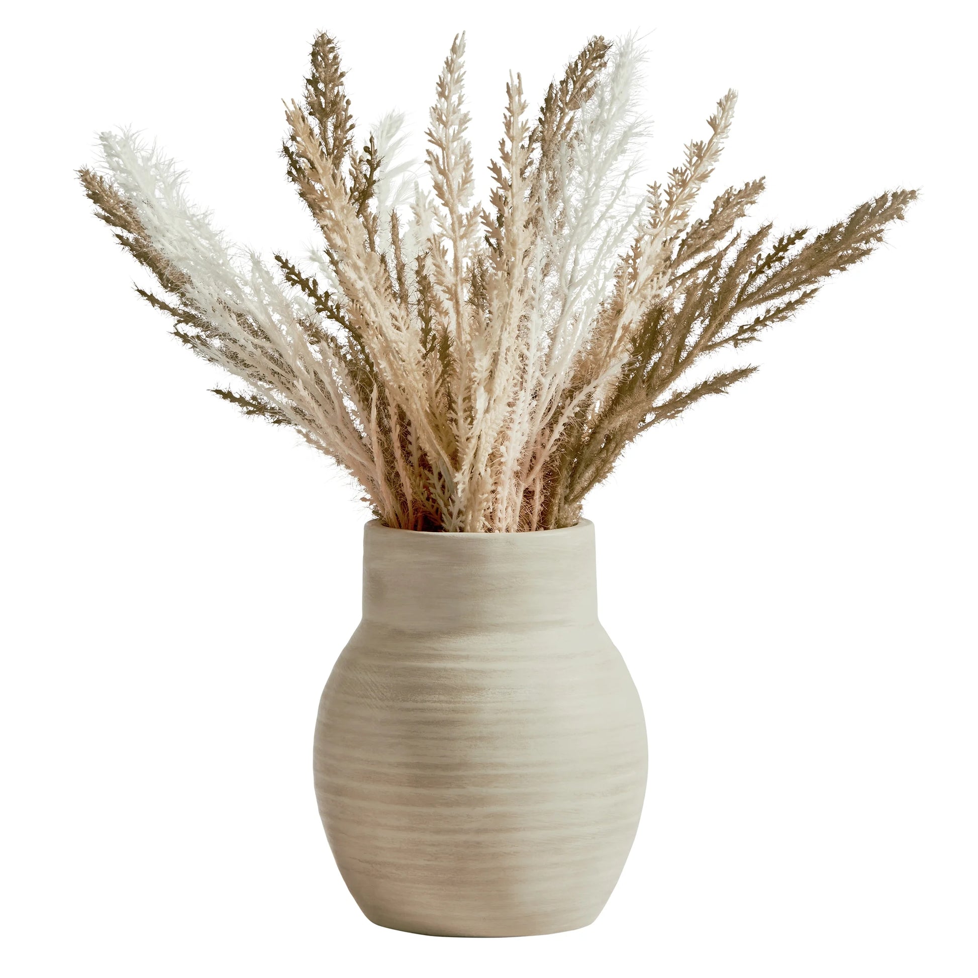 Mixed Artificial Pampas Grass in Cement Vase
