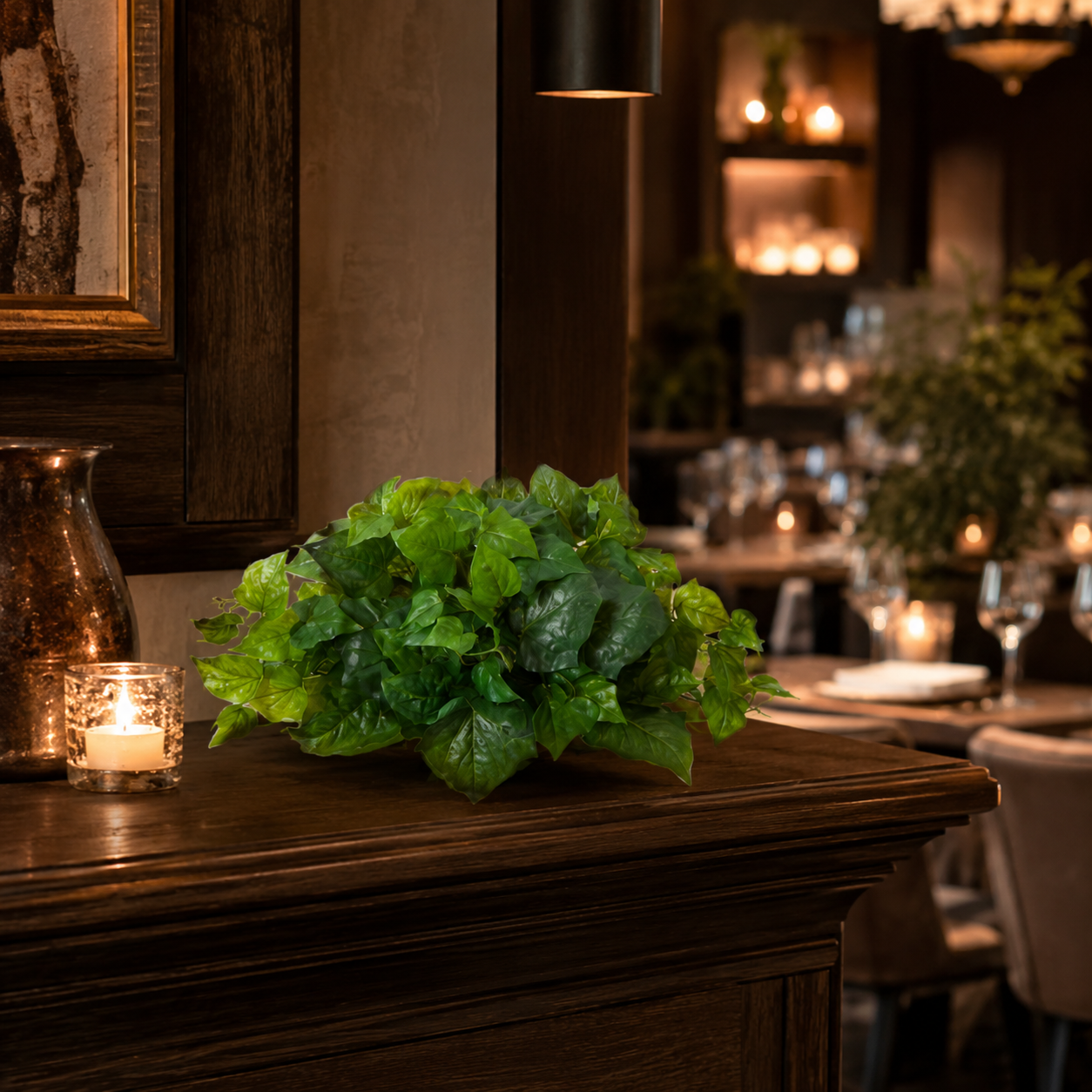 Fake Ledge Ivy Plant for Bar or Cafe Decor — 24 Inch Real Touch Greenery