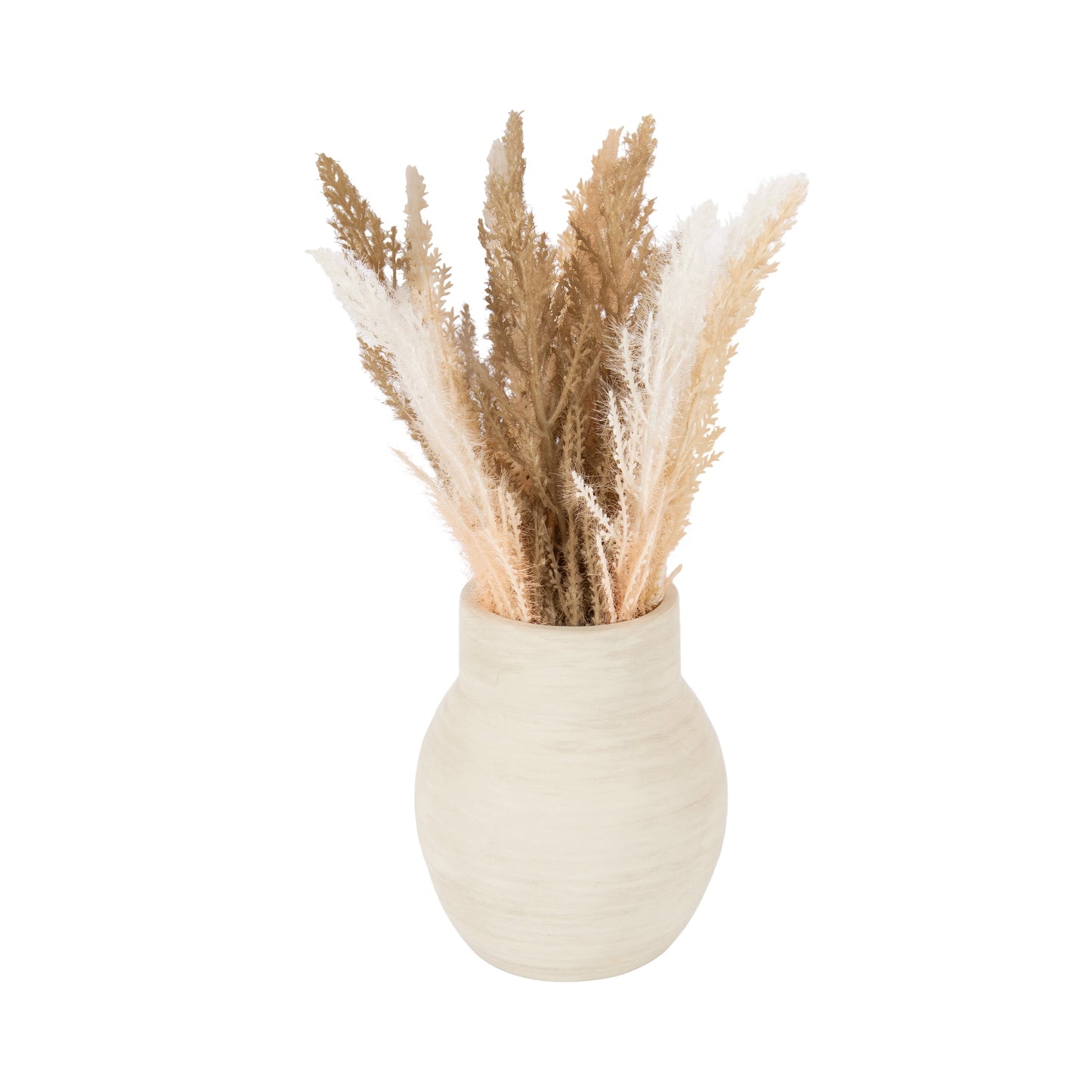 Mixed Artificial Pampas Grass in Cement Vase