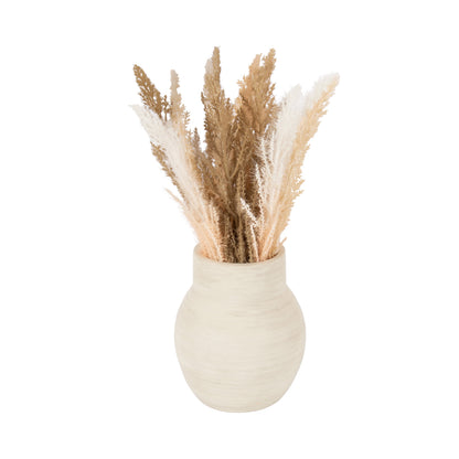 Mixed Artificial Pampas Grass in Cement Vase