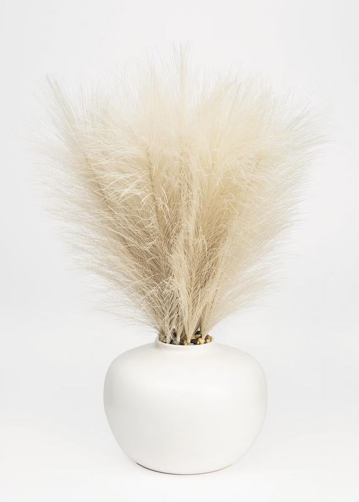 14" Artificial Pampas Grass in White Ceramic Vase