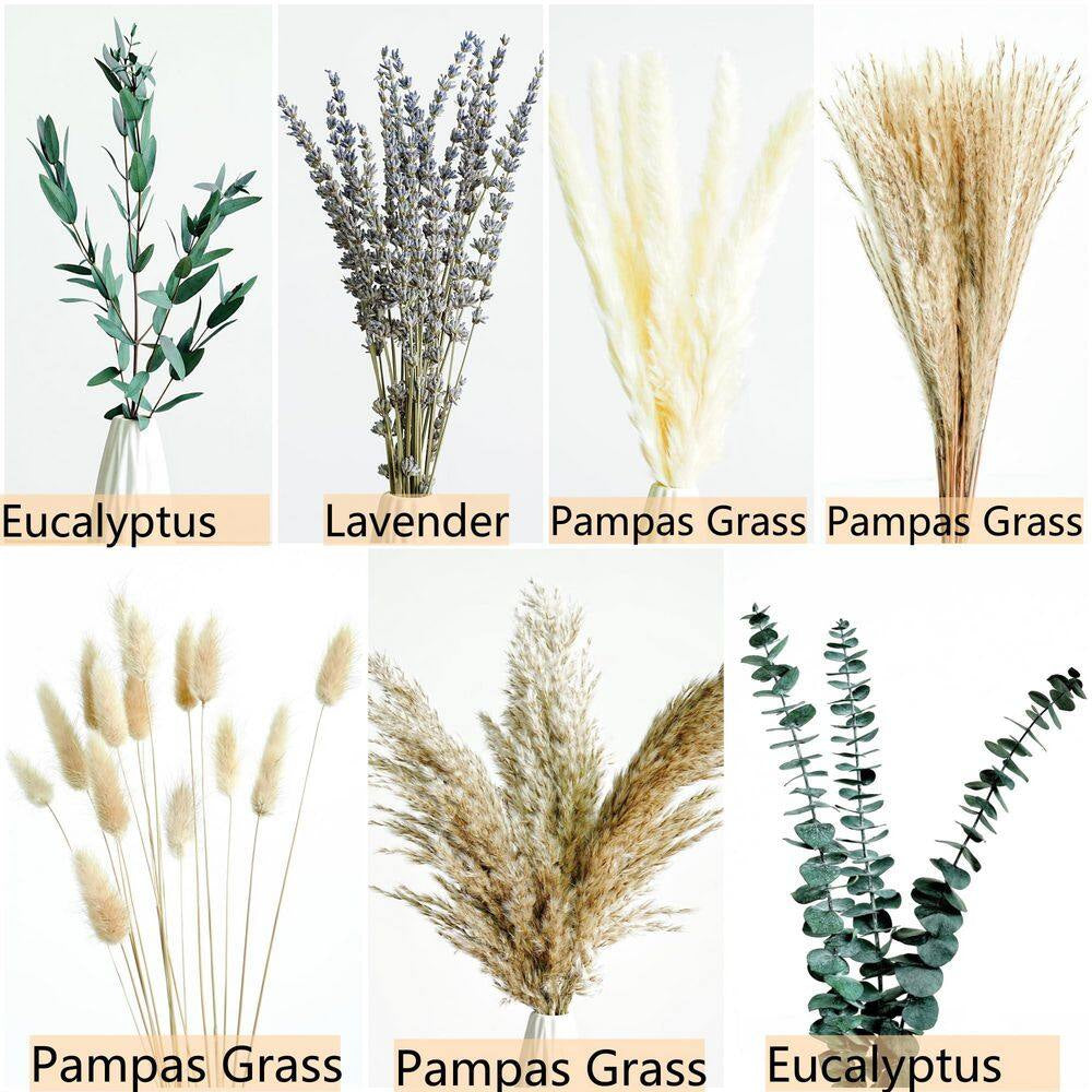 17 In. Green Pampas Grass Bouquet-Indoor Artificial Lavender and Dried Eucalyptus