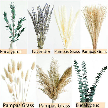 17 In. Green Pampas Grass Bouquet-Indoor Artificial Lavender and Dried Eucalyptus