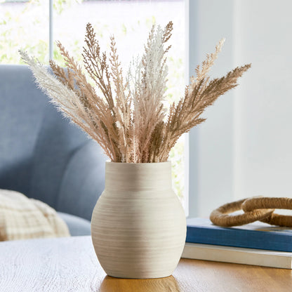 Mixed Artificial Pampas Grass in Cement Vase