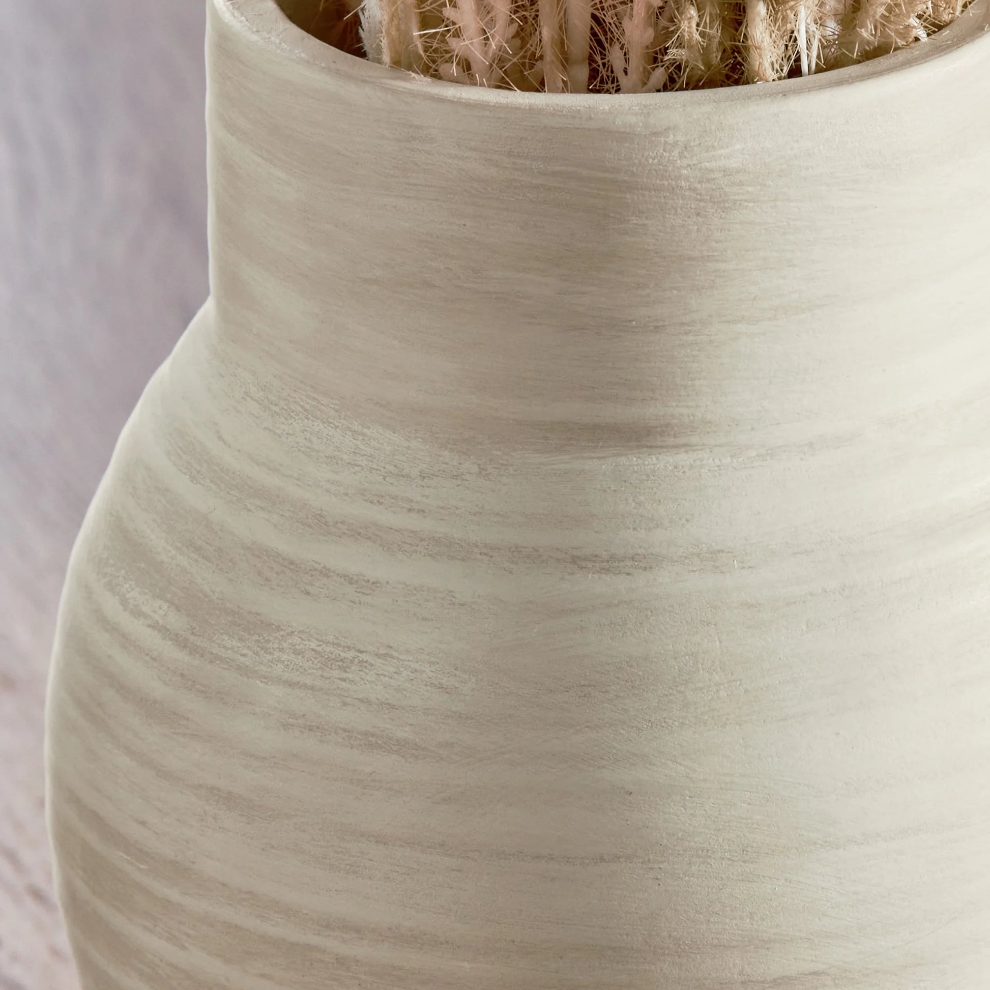 Mixed Artificial Pampas Grass in Cement Vase