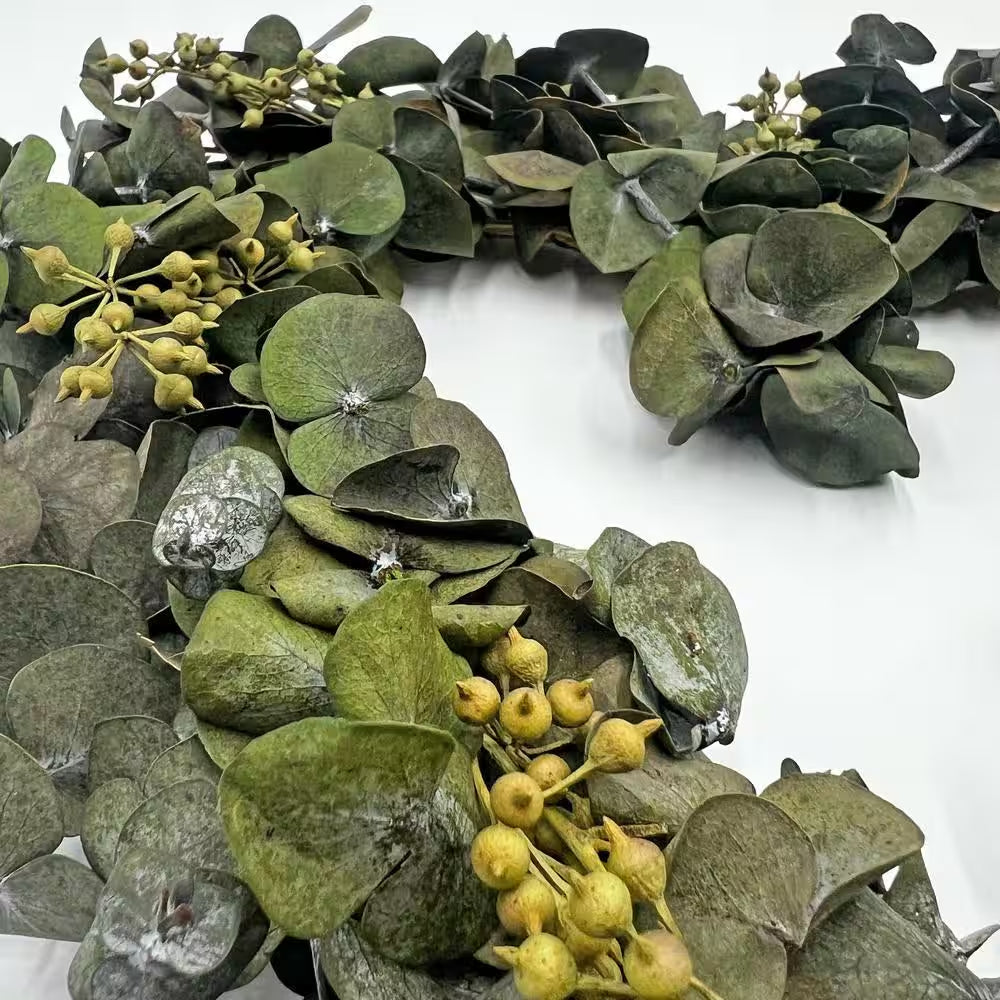 14 In. Non Artificial Preserved Eucalyptus Leaves Heart Shape Wreath