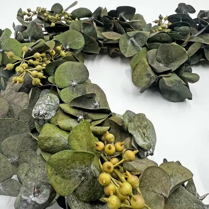 14 In. Non Artificial Preserved Eucalyptus Leaves Heart Shape Wreath