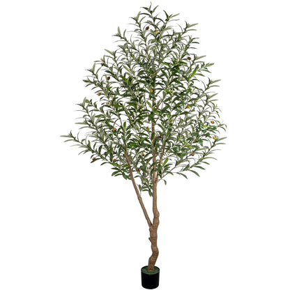 7FT Artificial Olive Tree Tall Fake Potted Olive Tree with Lifelike Fruits Faux Olive Tree for Home House Office Decor Indoor