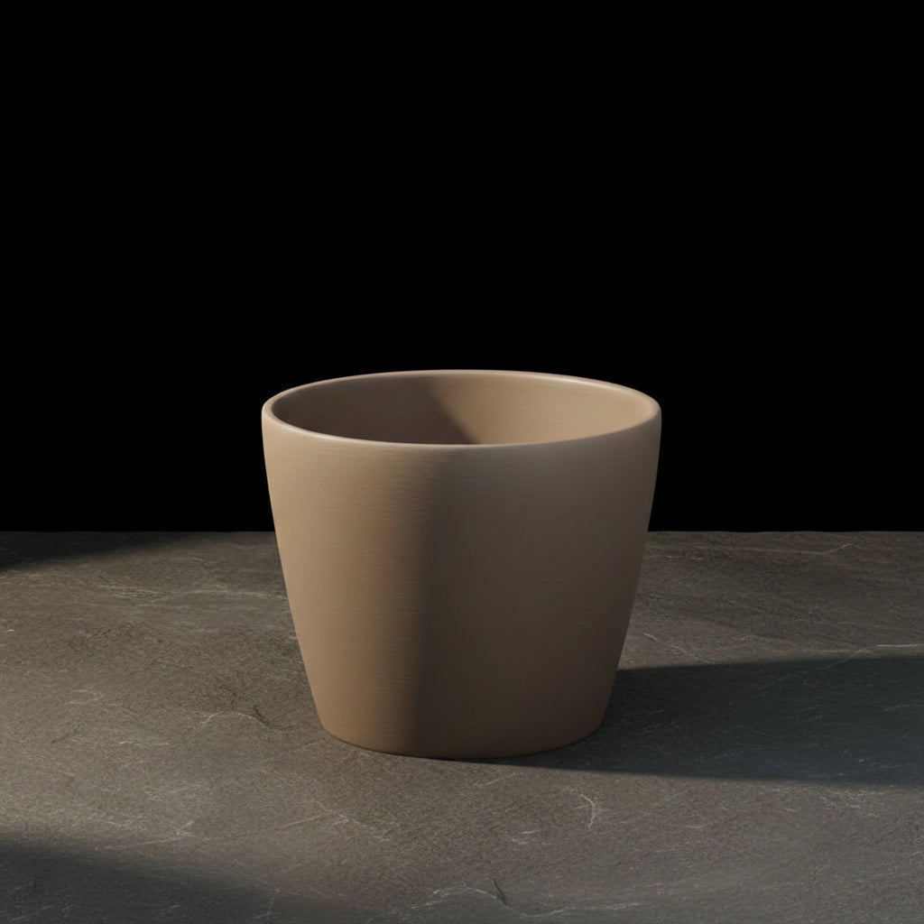 Cairo Small Taupe Terracotta Planter with Drainage Holes (6.75 In. L X 6.75 In. W X 5.5 In. H)