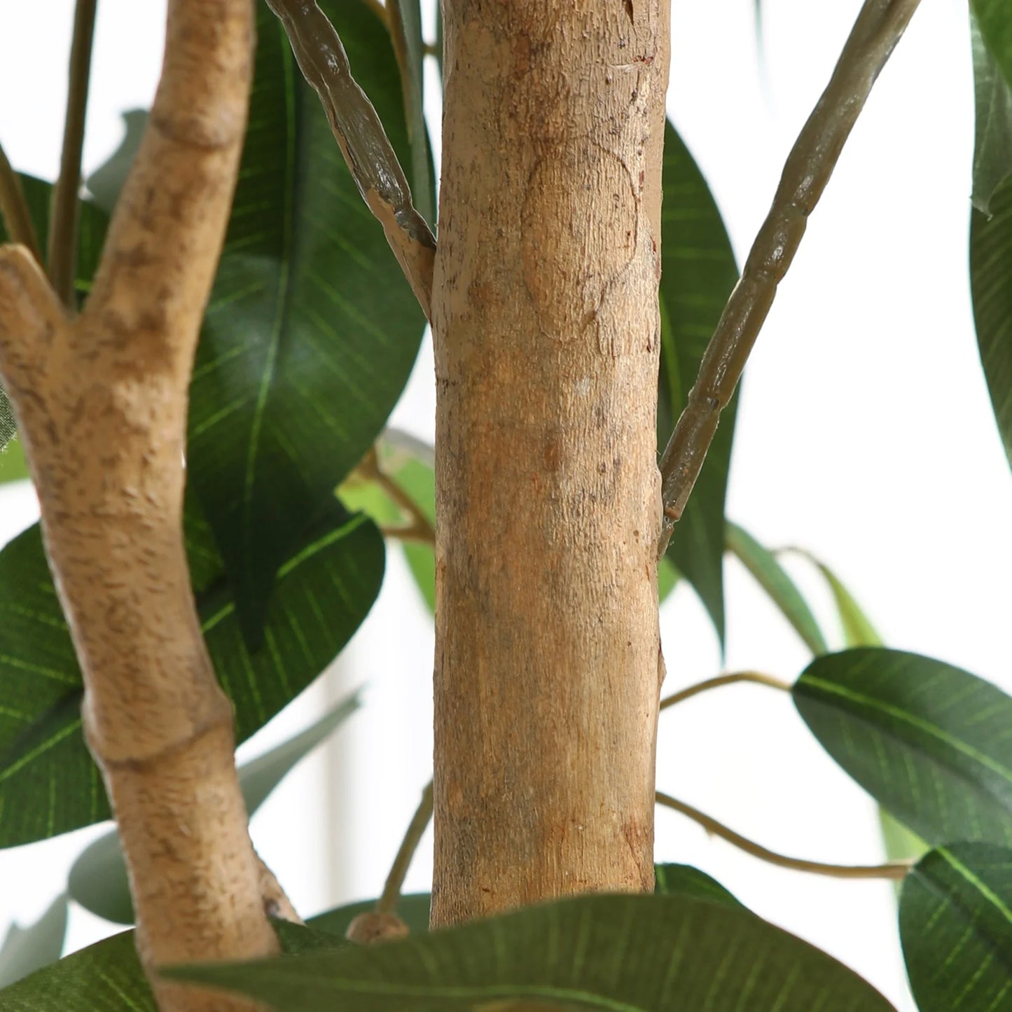 5FT Artificial Ficus Tree with Natural Wood Trunk and Lifelike Leaves, Silk Fake Potted Tree with Wood Branches, Faux Tree for Office Home Decor