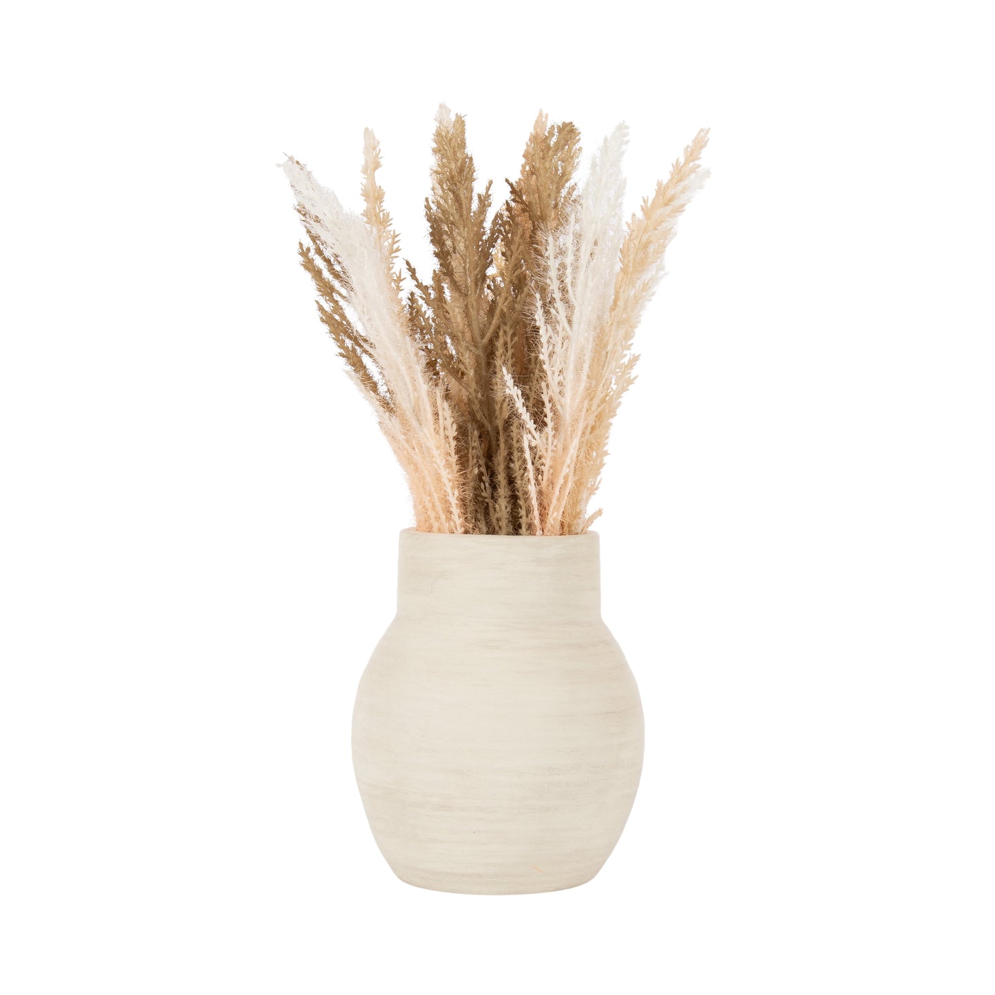 Mixed Artificial Pampas Grass in Cement Vase