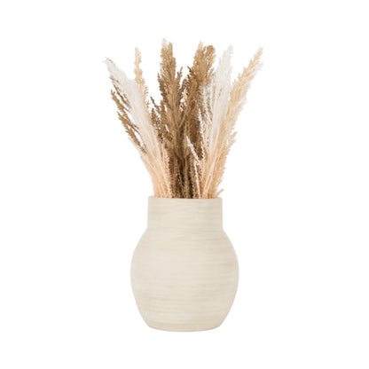 Mixed Artificial Pampas Grass in Cement Vase