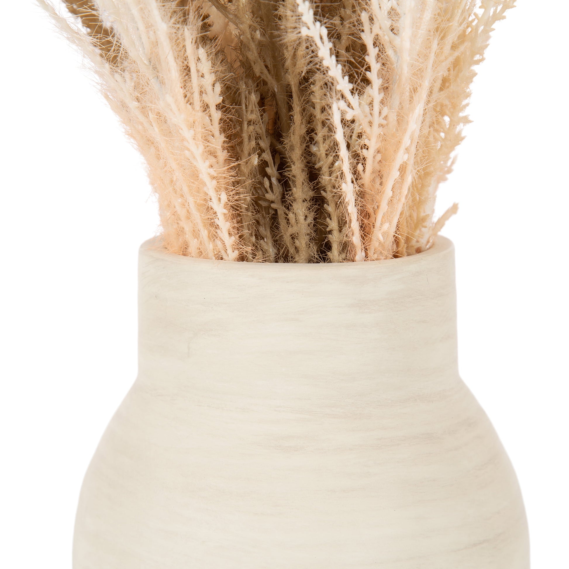 Mixed Artificial Pampas Grass in Cement Vase